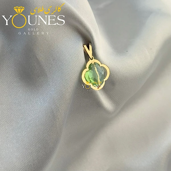 تصویر دوم آویز طلا سواروسکی گل سبز